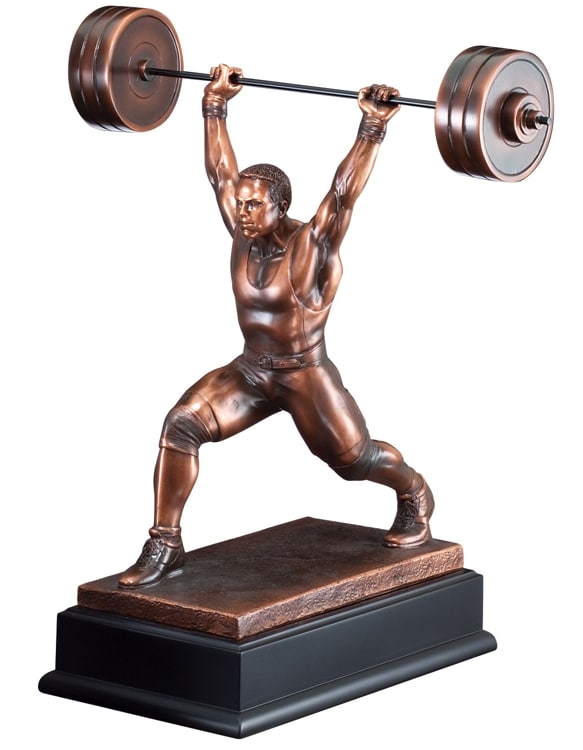 Matte Gold Powerlifting Trophy Award 3 colours free engraving & p&p 
