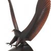 Contemporary eagle statue with wings up & talons out, mounted on black base with engraving plate, 82016-Z is 16" tall