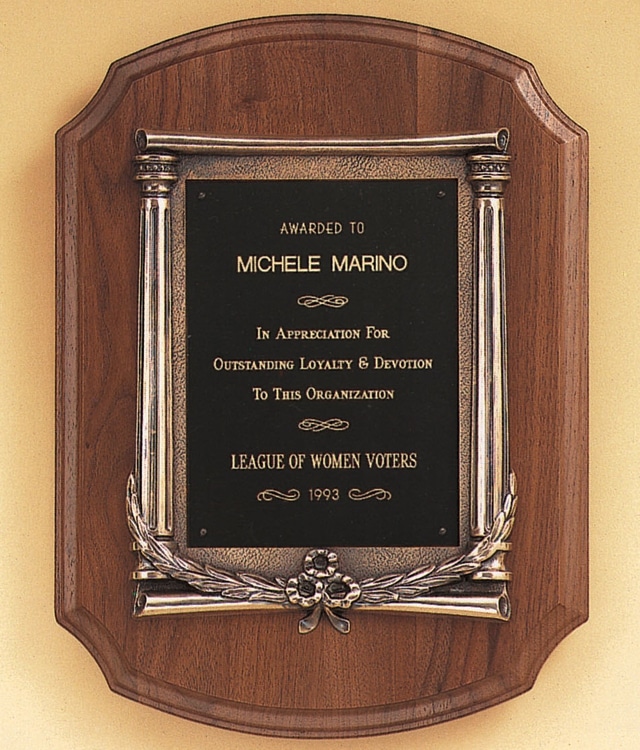 Walnut Plaque with Bronze Casting