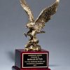 Antique bronze eagle statue mounted on a rosewood base, 1588 is 9.5" x 15" Size, Weighs 7 lbs