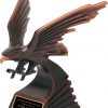 Contemporary bronze eagle statue with engraving plate, 81255-Z is 8" tall