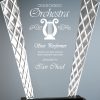 Hand Fan Shaped Glass Award on Black Glass Base
