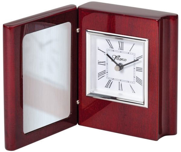 Rosewood & Silver Book Clock RWS27