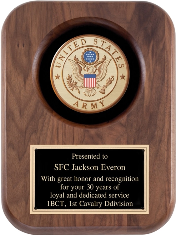 Walnut Army Seal Plaque AT52 with Free Engraving