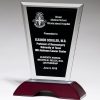 Black Glass Award G2906 G2907 G2908, Glass piece with black area for engraving mounted on a silver metal & rosewood base