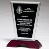 Black Glass Award G2906 G2907 G2908, Glass piece with black area for engraving mounted on a silver metal & rosewood base