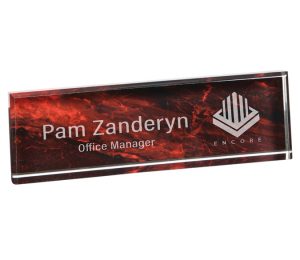 Red Marble Acrylic Name Plate VLX873Y-RD