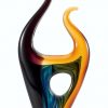 Contemporary Art Glass Flame, Mounted on a black glass base, GLSC61, 13.5" tall