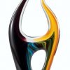 Contemporary Art Glass Flame, Mounted on a black glass base, GLSC62, 17" tall