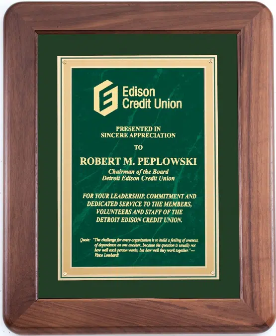 Green Marble Walnut Frame Plaque PC601B with Free Engraving
