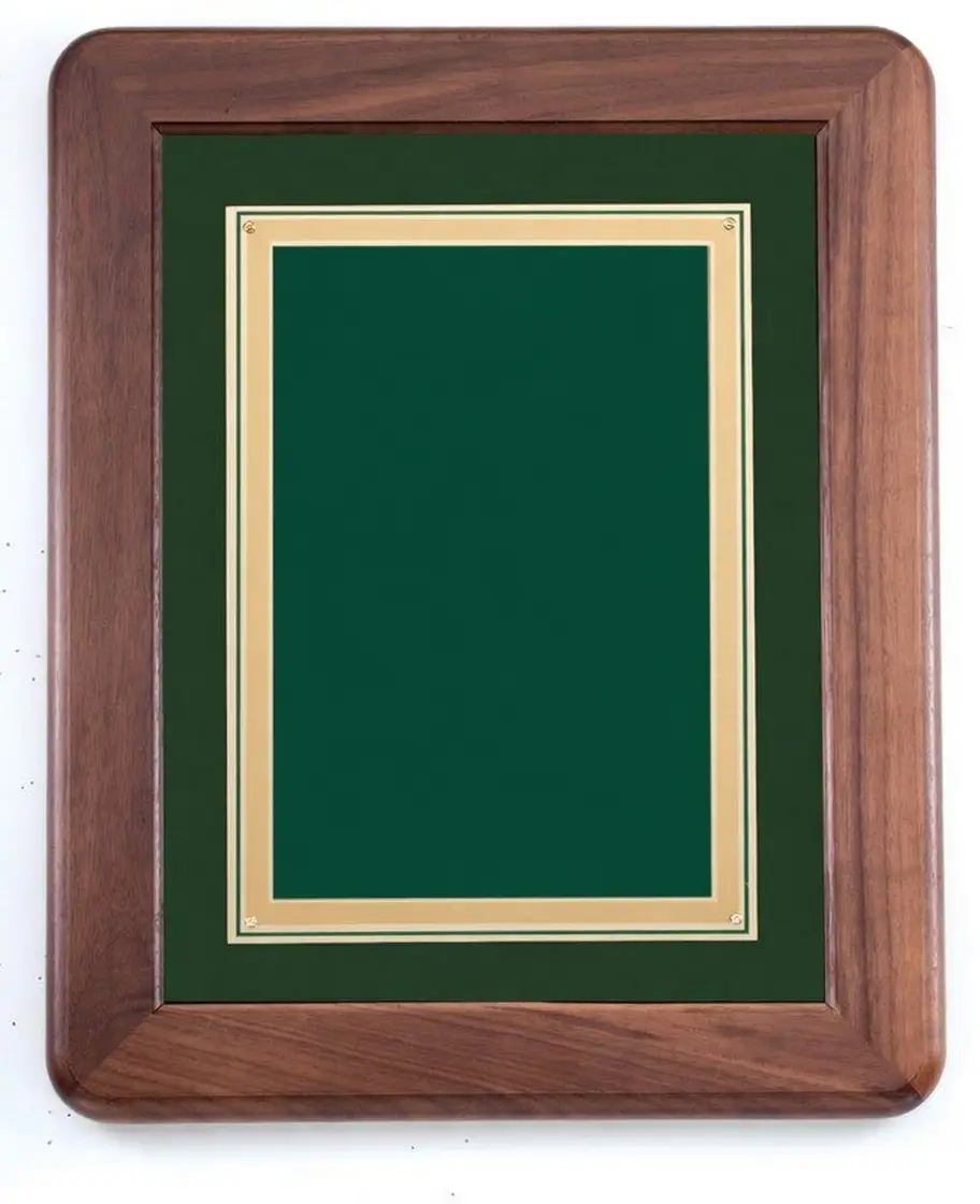 Green Marble Walnut Frame Plaque PC601B with Free Engraving