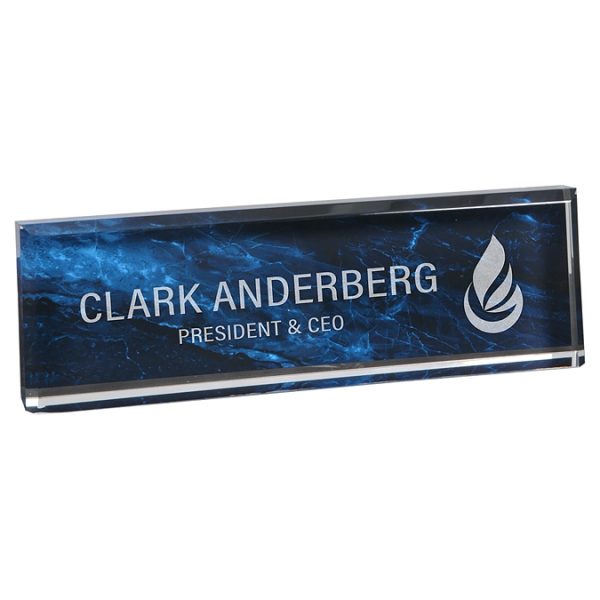Blue Marble Acrylic Name Plate VLX873Y-BL