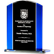 Trek Blue Glass Trophy In 3 Sizes Free Engraving up to 30 Letters 