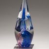 Blue & Violet Art Glass Award 2291, Spire shaped piece of glass with blue & violet colors swirled throughout