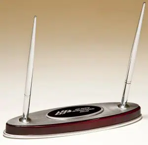 Rosewood & Silver Double Pen Set