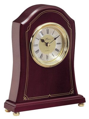 Our Wardrobe Mantel Clock is made in the shape of an old fashioned wardrobe closet. It features gold & silver accents and a gold engraving plate for personalization. This MS2004 clock is 6" x 9" in size and weighs 2 lbs.