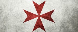 A red Maltese cross that is very similar to what the Knights Hospitallers wore back in the 15th Century.