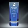 Crystal Wedge Trophy with Cobalt Color & Free Laser Engraving
