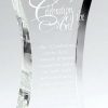 Crystal trophy made with 1.5" thick crystal, stands alone without base, CRY748 is 4" x 8.5" Size, Weighs 4.1 lbs.