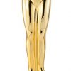 our Large Victory Statue Trophy features a gold person in victory stance holding wreath like Oscar statue. It's mounted on black base that includes an engraving plate for personalization. RF100 victory statue is 22" tall and weighs 9 lbs.