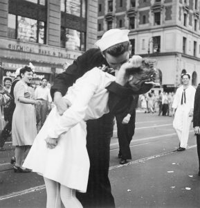 photo of a sailor kissing his girl in the classic v-j day photo