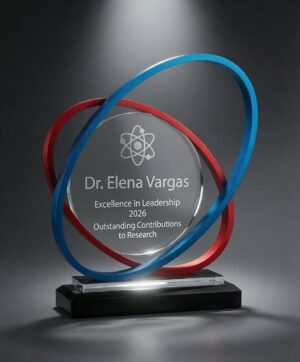 Our Infinity Fusion Glass Award CRY1081 features a red & blue metal rings around a glass disc in the middle. The glass disc is laser engraved with a name & words of appreciation. It's all mounted on a black glass base. This CRY1081 glass award is 7.75" x 8.25" in size, weighs 4.2 lbs. & comes in a deluxe gift box.