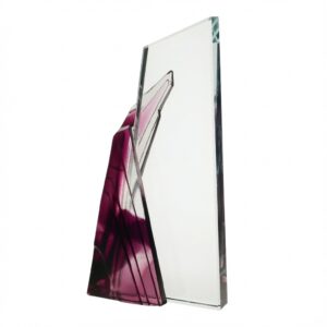 Purple Geode Crystal Award C2506P - 8-3/4\" Starfire Glass Pate de Verre Recognition Trophy with Vibrant Purple Accents